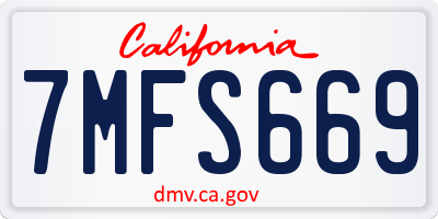 CA license plate 7MFS669