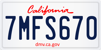 CA license plate 7MFS670