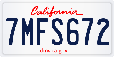 CA license plate 7MFS672