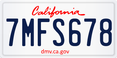 CA license plate 7MFS678