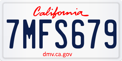 CA license plate 7MFS679