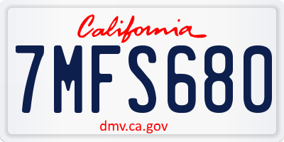 CA license plate 7MFS680