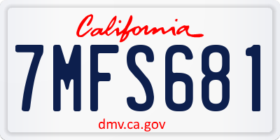 CA license plate 7MFS681