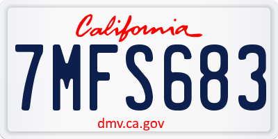 CA license plate 7MFS683