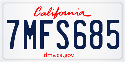 CA license plate 7MFS685