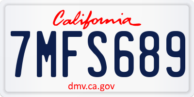 CA license plate 7MFS689