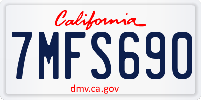 CA license plate 7MFS690