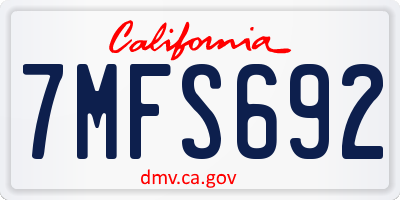 CA license plate 7MFS692