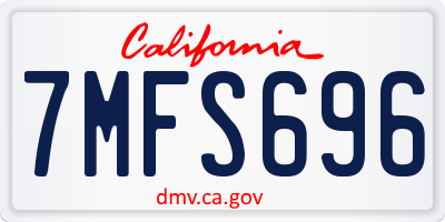 CA license plate 7MFS696