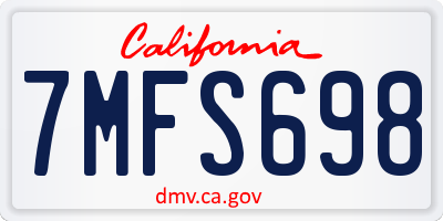 CA license plate 7MFS698