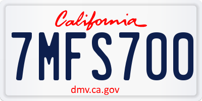 CA license plate 7MFS700