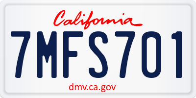 CA license plate 7MFS701