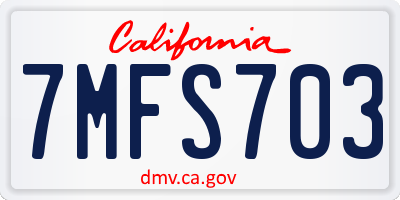 CA license plate 7MFS703