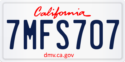 CA license plate 7MFS707