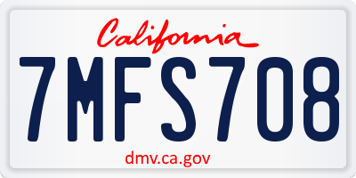 CA license plate 7MFS708