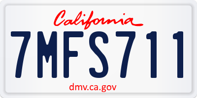 CA license plate 7MFS711