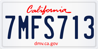 CA license plate 7MFS713