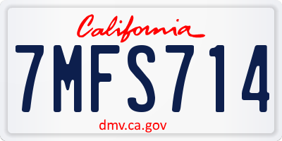 CA license plate 7MFS714