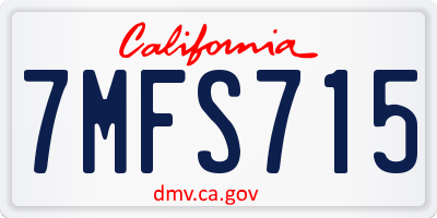 CA license plate 7MFS715
