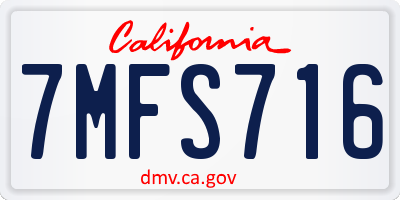 CA license plate 7MFS716