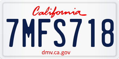 CA license plate 7MFS718