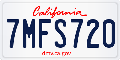 CA license plate 7MFS720