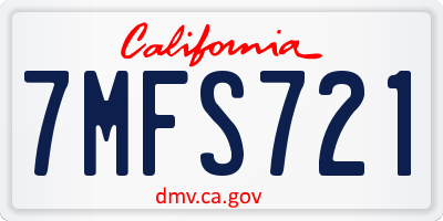 CA license plate 7MFS721