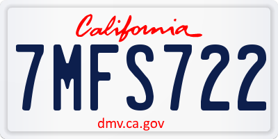 CA license plate 7MFS722