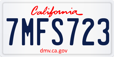 CA license plate 7MFS723
