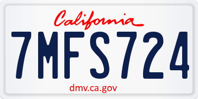 CA license plate 7MFS724