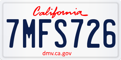 CA license plate 7MFS726