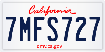 CA license plate 7MFS727