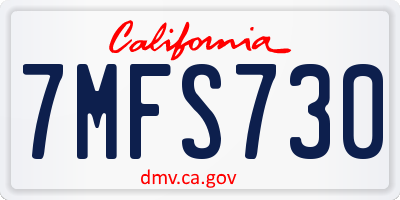 CA license plate 7MFS730