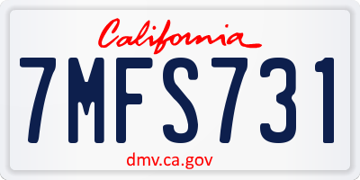CA license plate 7MFS731