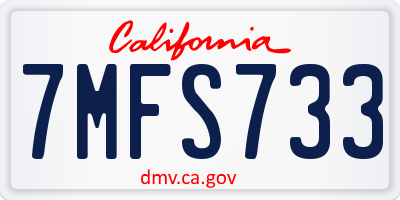 CA license plate 7MFS733