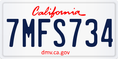 CA license plate 7MFS734