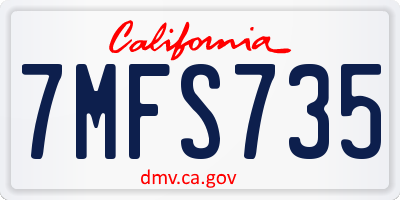 CA license plate 7MFS735