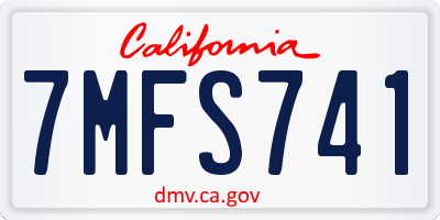 CA license plate 7MFS741
