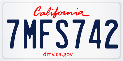 CA license plate 7MFS742