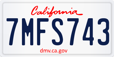 CA license plate 7MFS743