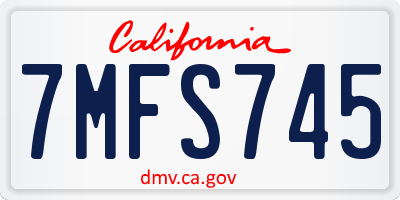 CA license plate 7MFS745