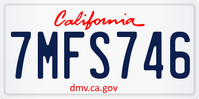 CA license plate 7MFS746