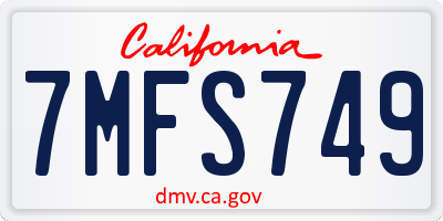 CA license plate 7MFS749