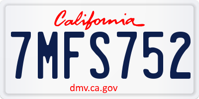 CA license plate 7MFS752