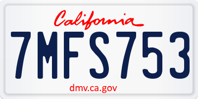 CA license plate 7MFS753