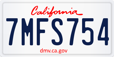 CA license plate 7MFS754
