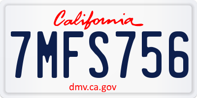 CA license plate 7MFS756