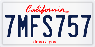 CA license plate 7MFS757