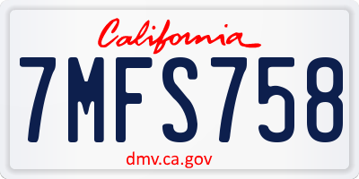 CA license plate 7MFS758