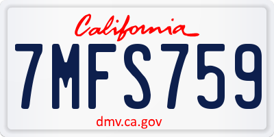 CA license plate 7MFS759
